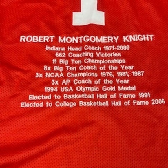 Indiana Hoosiers Bob Knight The General #1 Basketball Tribute Jersey Red XL - Picture 10 of 10